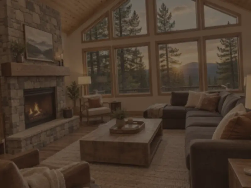Example mountain cabin before: dark, tilted photo