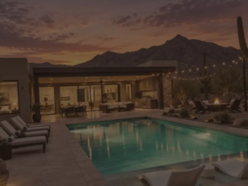 Example desert home before: dark, tilted photo
